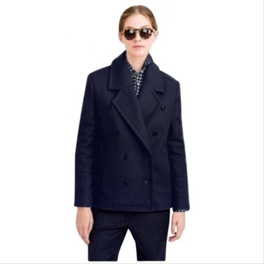 J Crew Classic Pea Coat in Melton Wool